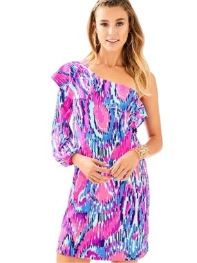 Lilly Pulitzer Amante Silk Jersey Dress in Multi Free Spirit